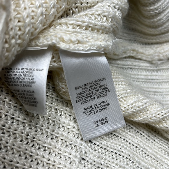 New RACHEL Rachel Roy Cream Cardigan Sweater Grandpa Knit Ivory Linen Small - Picture 7 of 8